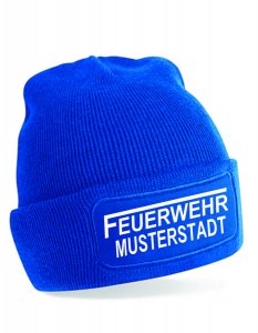 Feuerwehr Strickmütze royal blau